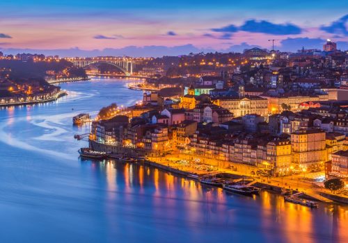 Evening cityscape of Porto (Oporto), Portugal